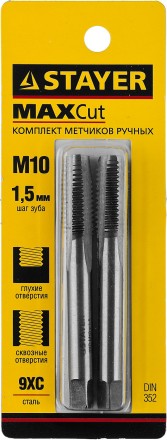 Комплект метчиков STAYER &quot;MASTER&quot;, сталь 9ХС, М10х1,5, 2 шт 28025-10-1.5-H2 купить в Нижневартовске