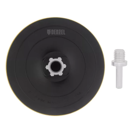 Тарелка опорная для дрели и УШМ с липучкой, 115 мм, твердая, с адаптером c М14 на d8 Denzel 76253 купить в Нижневартовске