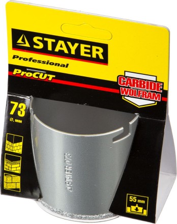 Коронка STAYER &quot;PROFESSIONAL&quot; кольцевая с карбидно-вольфрамовой крошкой, d=73мм 33345-73 купить в Нижневартовске