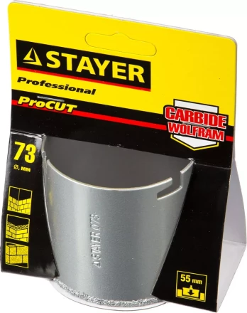 Коронка STAYER "PROFESSIONAL" кольцевая с карбидно-вольфрамовой крошкой, d=73мм 33345-73 купить в Нижневартовске