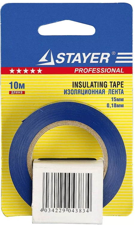 Изолента, STAYER Profi 12292-B-15-10, ПВХ, на карточке, 15мм х 10м х 0,18мм, синяя 12292-B-15-10 купить в Нижневартовске
