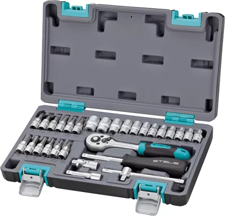 Набор инструментов,  1/4  CrV пластиковый кейс 29 предметов STELS 14100 купить в Нижневартовске