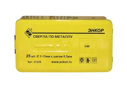 Набор сверл д/мет. 25шт 1-13/шаг0,5мм 9524 1/20 ЭНКОР 21225 купить в Нижневартовске