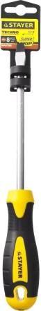 Отвертка STAYER "MASTER" "ТECHNO", двухкомпонентная рукоятка, магнитный наконечник, Cr-V, SL8,0x150мм 2507-08-15_z02 купить в Нижневартовске