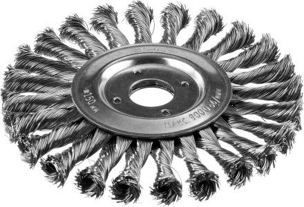ЗУБР "ПРОФЕССИОНАЛ". Щетка дисковая для УШМ, плетеные пучки стальной проволоки 0,5мм, 150х22мм 35190-150_z02 купить в Нижневартовске