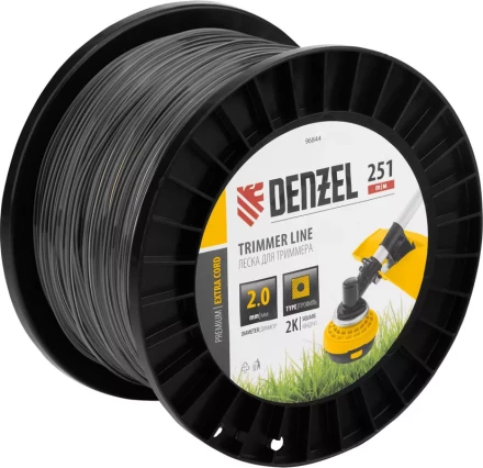Леска для триммера двухкомпонентная квадрат, 2,0мм х 251м, на DIN катушке EXTRA CORD// Denzel 96844 купить в Нижневартовске