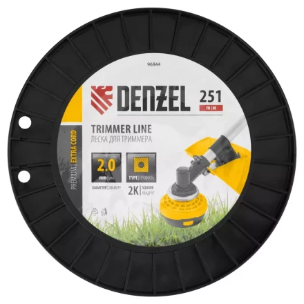 Леска для триммера двухкомпонентная квадрат, 2,0мм х 251м, на DIN катушке EXTRA CORD// Denzel 96844 купить в Нижневартовске