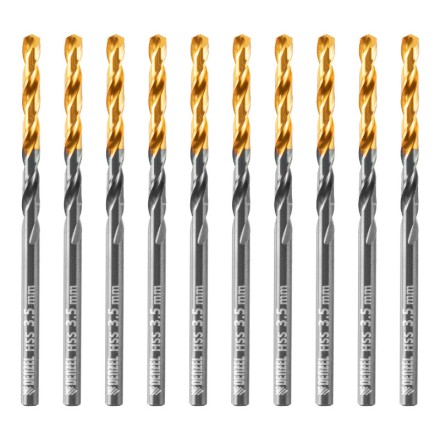 Сверло по металлу, 3,5 мм, HSS-Tin, Golden Tip, 10 шт. Denzel 717207 купить в Нижневартовске