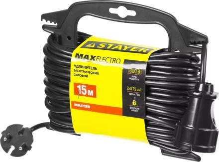 Удлинитель электрический "MAXElectro" на маленькой рамке, 15 м, 1 гнездо, STAYER 55014-15 купить в Нижневартовске