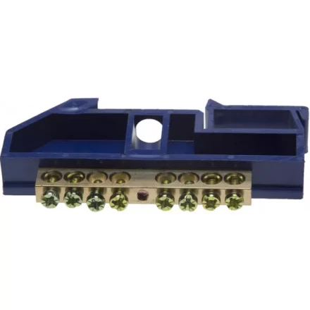 Шина СВЕТОЗАР нулевая на DIN-изоляторе, макс. ток 100А, 5,2мм, 8 полюсов 49807-08 купить в Нижневартовске