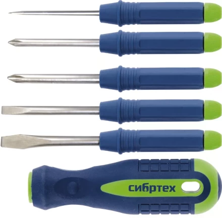 Отвертка со сменными насадками 5 штук CrV Сибртех артикул 13384 купить в Нижневартовске