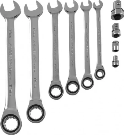 Набор ключей комбинированных трещеточных  8-19мм  адаптеры 10предметов Jonnesway W45110S 48879 купить в Нижневартовске