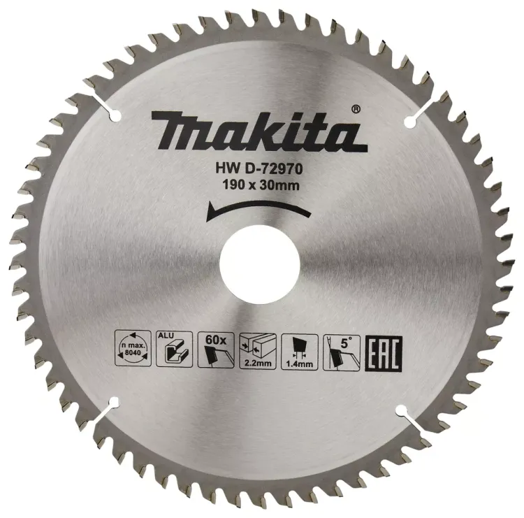 Диск пильный для алюминия Makita D-72970, 190x30/20х1.4 мм; 60 зубьев купить в Нижневартовске