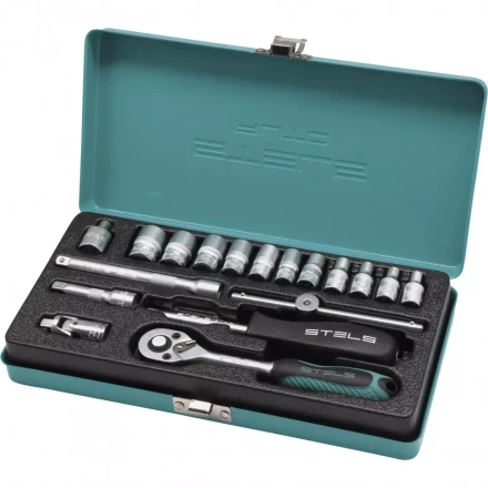 Набор торцевых головок с трещоткой 1/4 18 предметов Stels 13573 купить в Нижневартовске