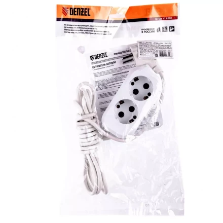 Удлинитель бытовой серия УХз-10-203 с заземлением 3 м 2 розетки 10 А Denzel 95961 купить в Нижневартовске