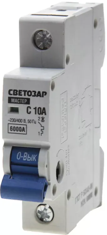 Выключатель автоматический СВЕТОЗАР 1-полюсный, 10 A, "C", откл. сп. 6 кА, 230 / 400 В SV-49061-10-C купить в Нижневартовске