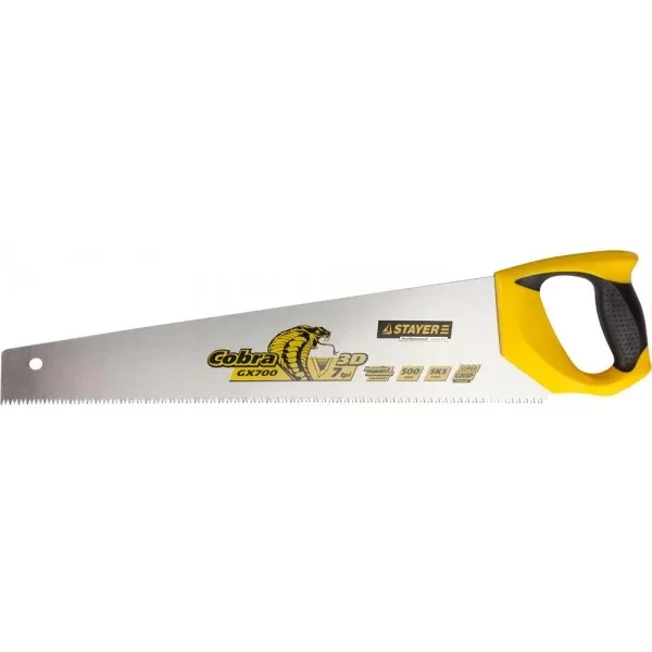 Ножовка STAYER "PROFI" "COBRA" GX700, трехгранный японский зуб, импульсная закалка, 2-х комп ручка, 7 TPI, 500мм 1513-50_z02 купить в Нижневартовске