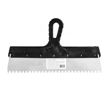 Шпатель  из нержавеющей стали 350 мм зуб 6 х 6 мм пластмассовая ручка 85141 купить в Нижневартовске