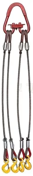 Строп канатный четырехветвевой 4СК 6.3 т L=2 м Звено РТ-3 с кч din 3.0 т канат din опрессовка
