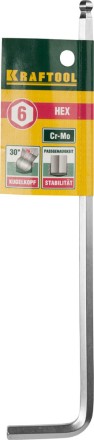 Ключ KRAFTOOL &quot;INDUSTRIE&quot; имбусовый, длинный c шариком, Cr-Mo, хромосатинированное покрытие, HEX 6 27437-6 купить в Нижневартовске