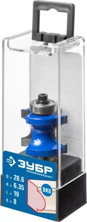 ЗУБР 28.6 x 19 мм, радиус 6.3 мм, фреза полустержневая с подшипником, Профессионал (28722-28.6) купить в Нижневартовске