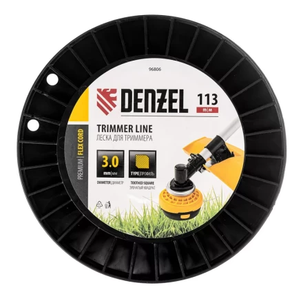 Леска для триммера зубчатый квадрат, 3,0мм х 113м, на DIN катушке FLEX CORD// Denzel 96806 купить в Нижневартовске