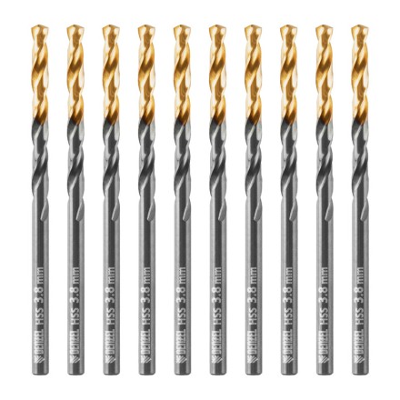 Сверло по металлу, 3,8 мм, HSS-Tin, Golden Tip, 10 шт. Denzel 717208 купить в Нижневартовске