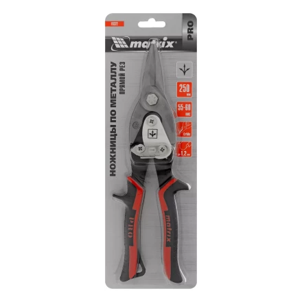 Ножницы по металлу Matrix, 250 мм, прямой рез, сталь CRMO, двухкомпонентные рукоятки, PRO 78322 купить в Нижневартовске
