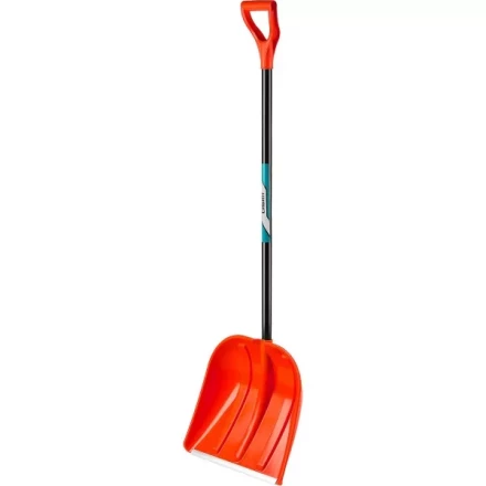Лопата снеговая пластиковая с алюминиевой планкой, с алюминиевым черенком и V-ручкой, 410мм, оранжевая, СИБИН 421845 421845 купить в Нижневартовске