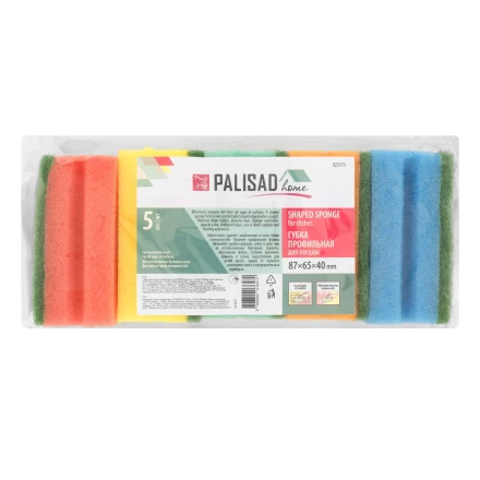 Губки для посуды профильные Comfort, 87 x 65 x 40 мм, 5 шт., Home Palisad 923575 купить в Нижневартовске