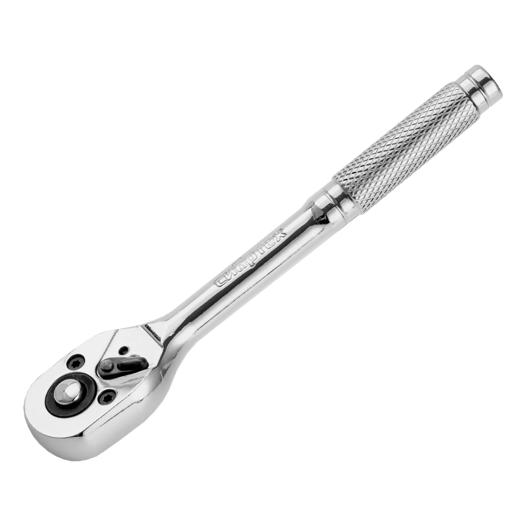 Ключ-трещотка 1/4", 45 зубьев, цельнометаллический, с быстрым сбросом, CrV, хром// Сибртех 14014 купить в Нижневартовске