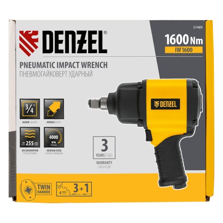 Ударный пневмогайковерт Denzel IW1600 57489, 3/4&quot;, 4000 об/мин, 1600 Нм купить в Нижневартовске