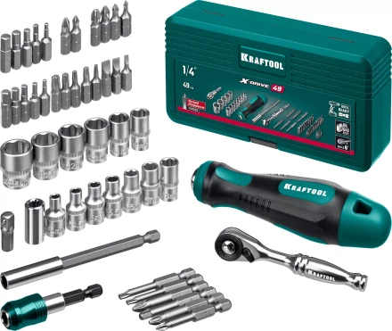 Набор: отвертка-битодержатель X-Drive с битами, торцевыми головками, мини-трещеткой, 25816 купить в Нижневартовске