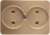 Розетка СВЕТОЗАР "ГАММА" без заземления, двойная, без вставки и рамки, цвет золотой металлик, 16А/~250В SV-54102-GM купить в Нижневартовске