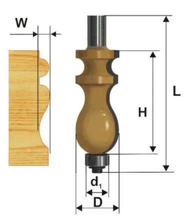 Фреза кромочная фигурная Ф222Х413 мм хвостовик 12 мм 46408 купить в Нижневартовске