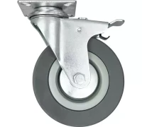 Аппаратное поворотное колесо с тормозом HITCH 50*18 резина серая SCgb25 (SZ084836)