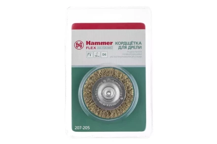 Кордщетка HAMMER плоская 50мм для дрели гофрированная латунированная сталь (207-205) купить в Нижневартовске