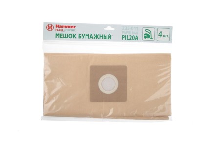 Бумажные мешки HAMMER 233-011 для пылесосов PIL20A (4 шт.) купить в Нижневартовске