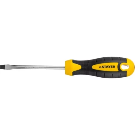 Отвертка STAYER "MASTER" "ТECHNO", двухкомпонентная рукоятка, магнитный наконечник, Cr-V, SL6,0x100мм 2507-06-10_z02 купить в Нижневартовске