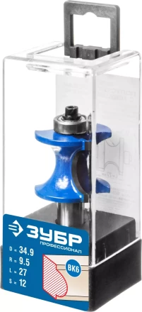 ЗУБР 34.9 x 29 мм, радиус 9.5 мм, фреза полустержневая с подшипником, Профессионал (28722-34.9) купить в Нижневартовске