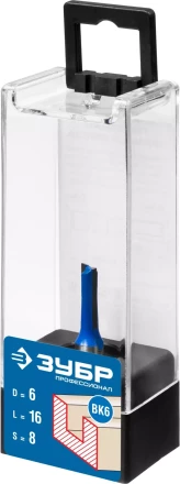 ЗУБР 6 x 16 мм, хвостовик 8 мм, фреза пазовая прямая, Профессионал (28753-6-16) купить в Нижневартовске