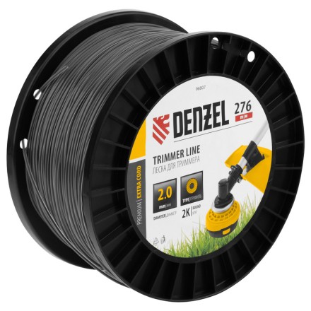 Леска для триммера двухкомпонентная круглая, 2,0мм х 276м, на DIN катушке EXTRA CORD// Denzel 96807 купить в Нижневартовске