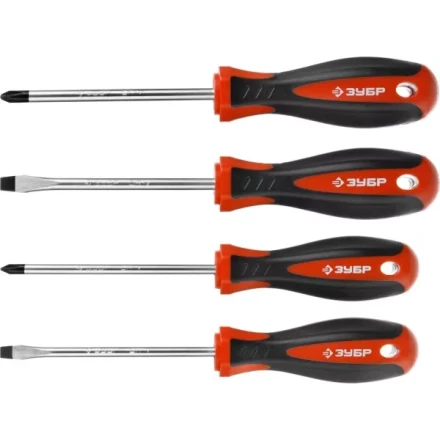 Набор ЗУБР "МАСТЕР": Отвертки, Cr-v, эргономичная двухкомпонентная рукоятка, 4шт 25065-H4_z03 купить в Нижневартовске