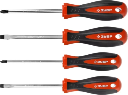 Набор ЗУБР "МАСТЕР": Отвертки, Cr-v, эргономичная двухкомпонентная рукоятка, 4шт 25065-H4_z03 купить в Нижневартовске