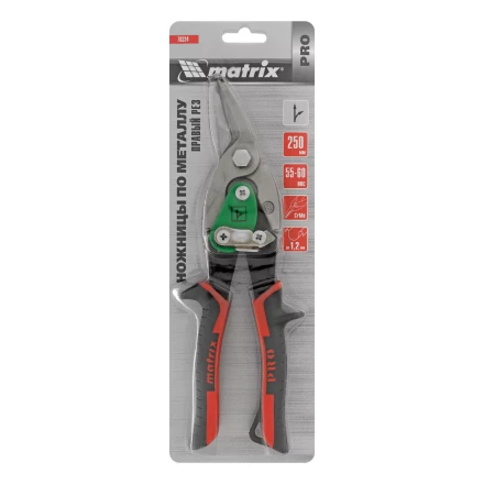 Ножницы по металлу Matrix, 250 мм, правый рез, сталь CRMO, двухкомпонентные рукоятки, PRO 78324 купить в Нижневартовске