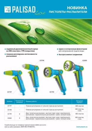 Пистолет-распылитель Palisad, регулируемый, с курком, Luxe 65797 купить в Нижневартовске