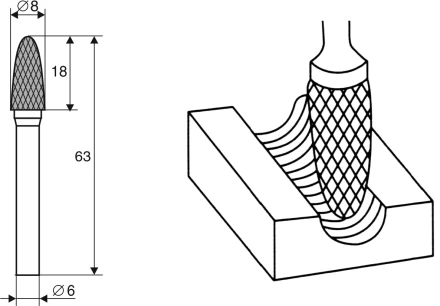 Борфреза Аркоподобная закругленная F 6х8 Энкор 21708 купить в Нижневартовске