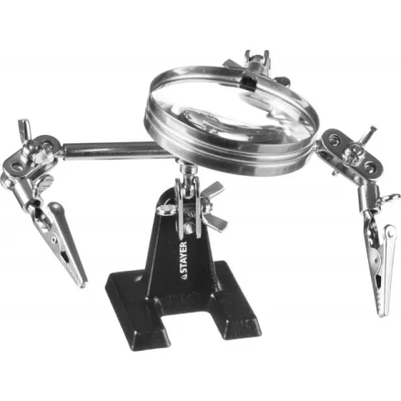 Штатив STAYER &quot;MASTER&quot; для фиксации электронной платы, c увеличительной линзой 55339 купить в Нижневартовске