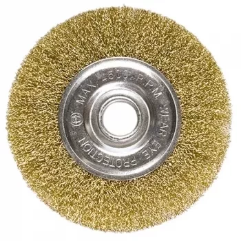 Щетка для УШМ, 175 мм, посадка 22,2 мм, плоская, латунированная витая проволока MATRIX 74666 купить в Нижневартовске