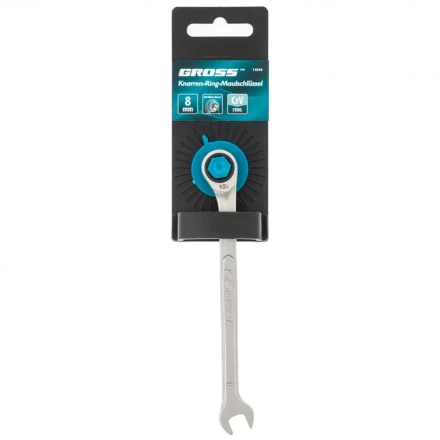 Ключ комбинированный трещоточный 8 мм количество зубьев 100 Gross 14846 купить в Нижневартовске